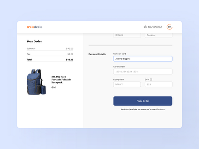 Credit Card Checkout (Daily UI #002) branding checkout daily ui product design ui