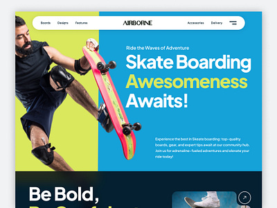 AIRBORNE -Skateboard Product Landing Page buy design game with skateboard home page inspirational designs interface landing page minimal web sell skateboard playing skateboard store skateboarding ui uiux ux design web design website design