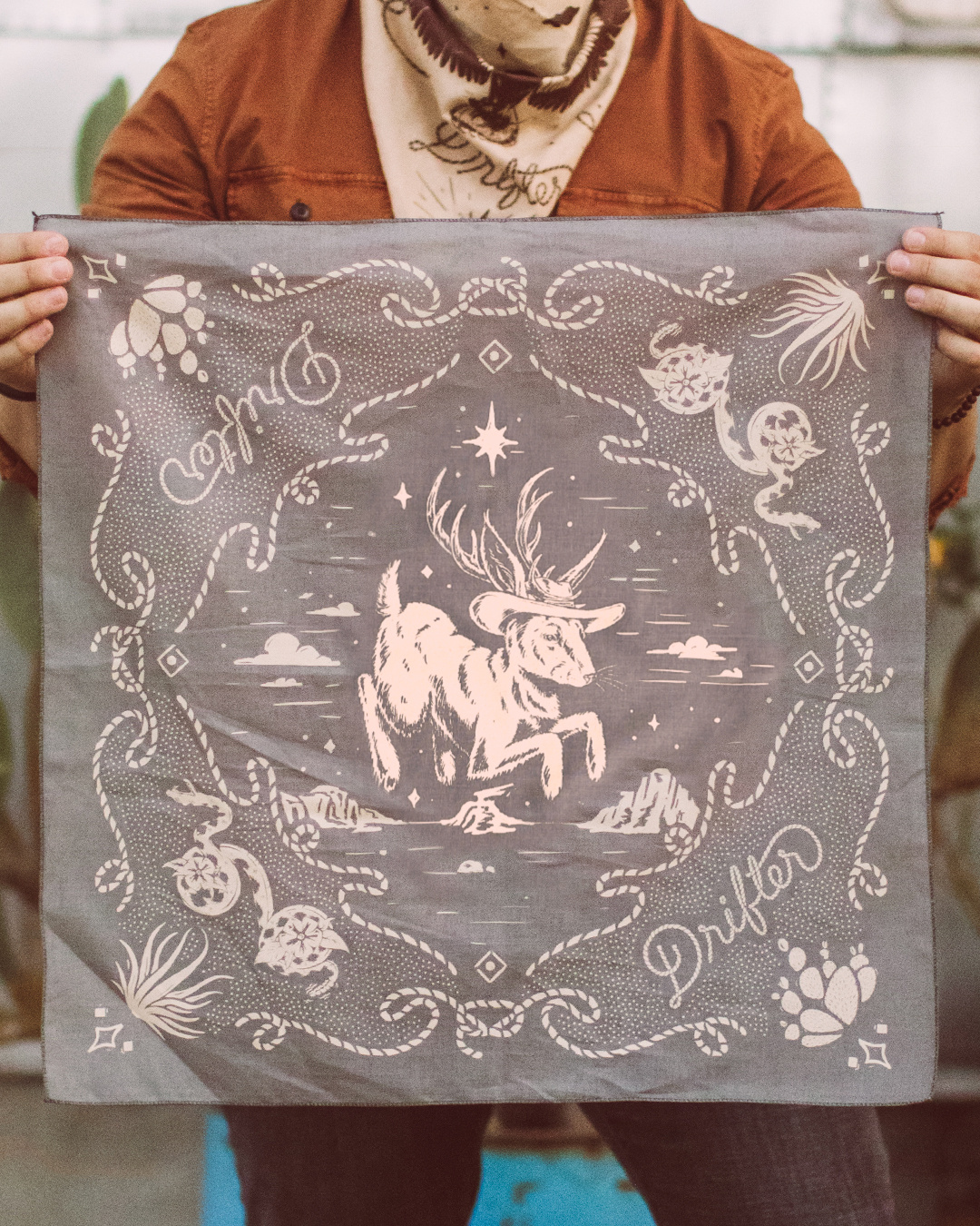 Drifter Incense Bandanas austin branding desert design graphic design hawk ill illustration jackalope pacificnorthwest seattle snake texas texture