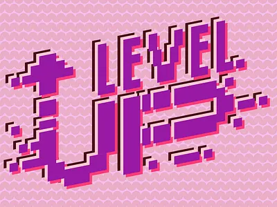 LEVEL UP art design games gaming graphic design illustration levelup pixel purple retro vintage
