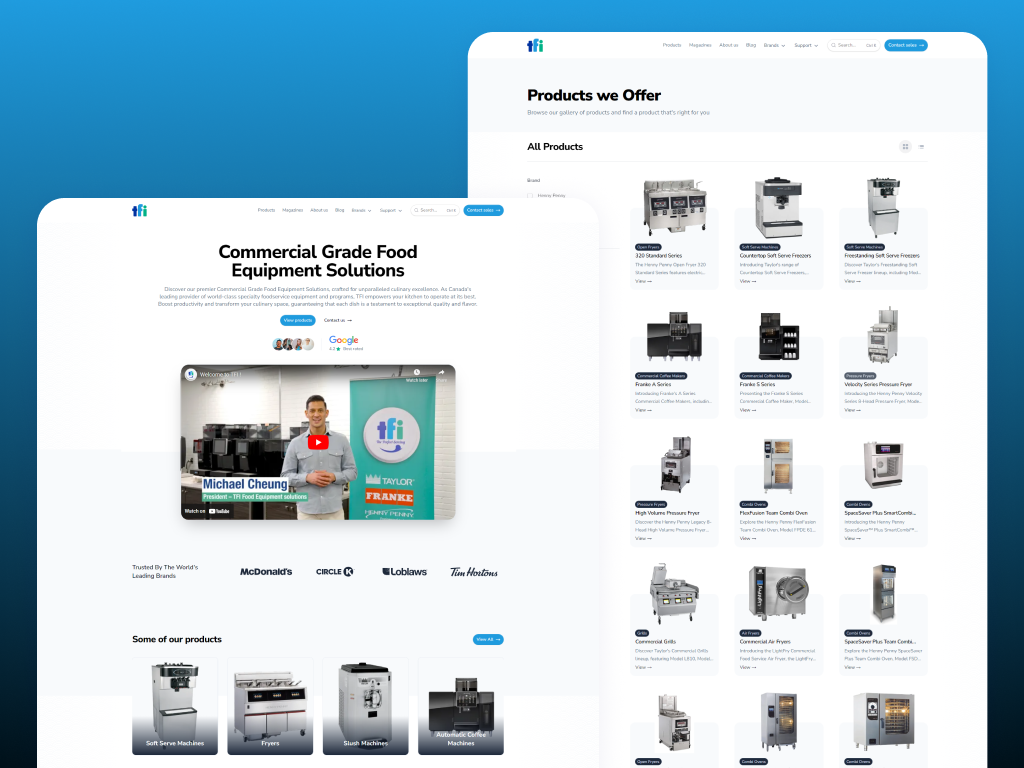 Commercial Equipment Supplier Web Design branding commercial custom web development enterprise modern nextjs react software development ui ux web app web design web development