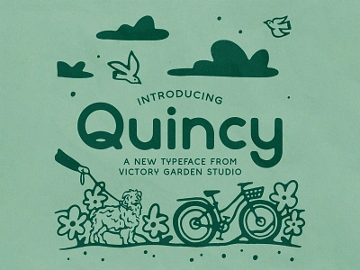 Quincy Typeface bike bird design dog font handmade illustration lettering quincy texture type typeface typography