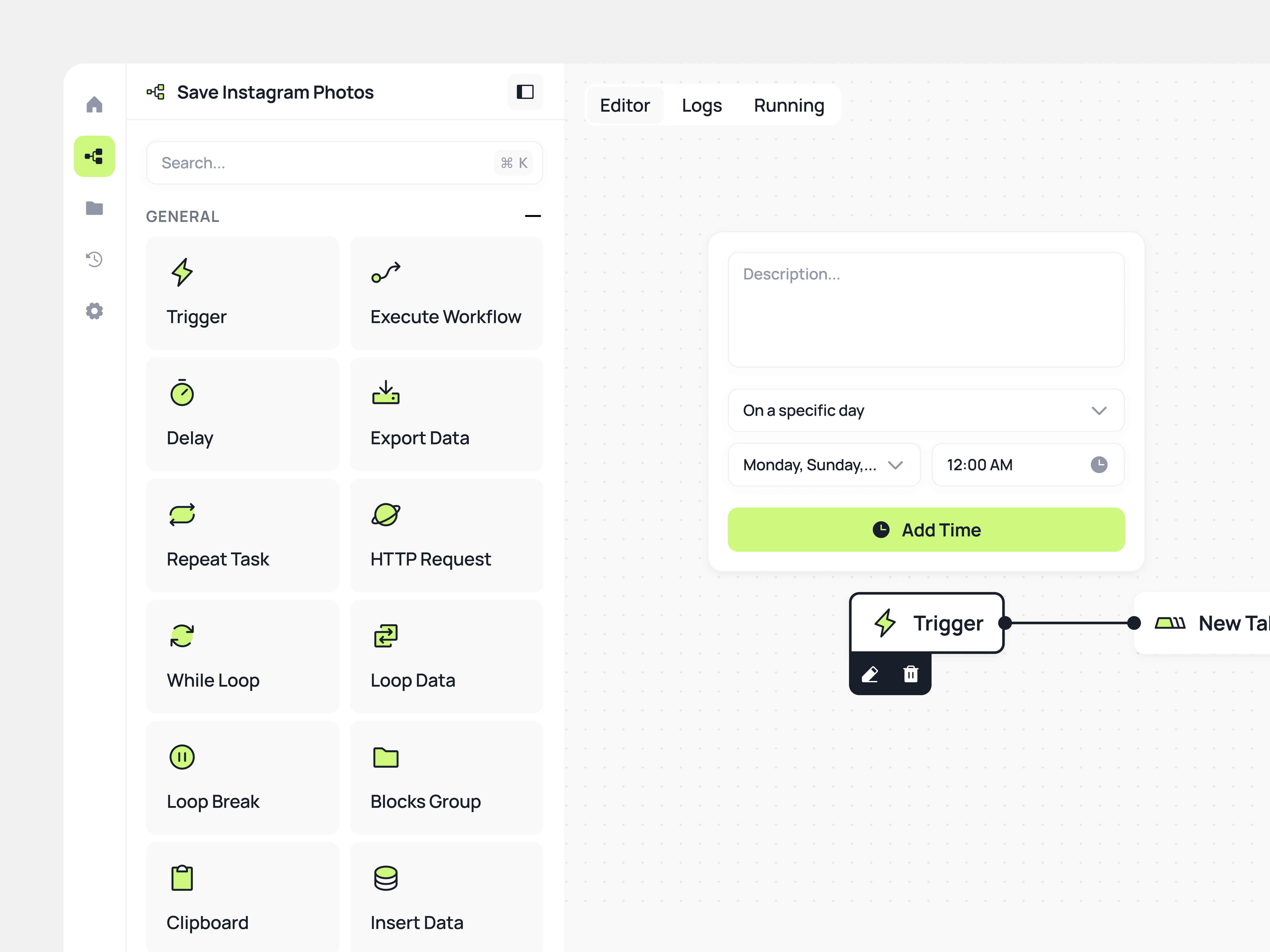Automation Block-Based Scripting Tool application automation b2c blocks builder no code platform product design saas userflow workflow workflow builder