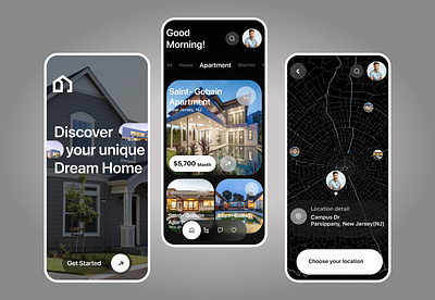 Real Estate Mobile App Design branding design graphic design illustration ui ui design user interface vector web design