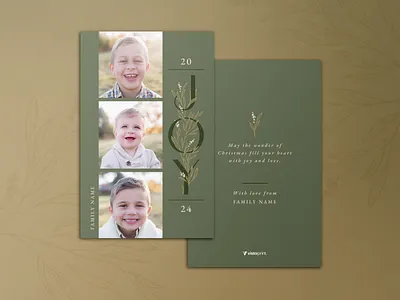 Holiday Card / Greenery Phrase graphic design greenery holiday card design joy plants