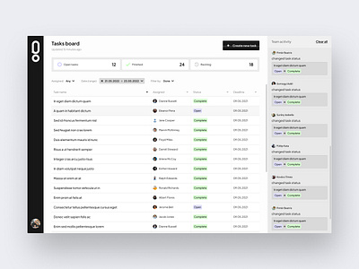 Task board / Dashboard app assign dashboard design figma list manage monday notion project task view web