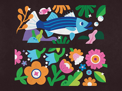 Forks Crosswalk Mural 1/3 botanical city art colorful community mural crosswalk mural design environmental fish art flat illustration illustrator mural nature outdoor art pattern design street art texture urban art vector wildlife