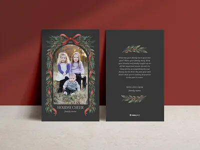 Holiday Card / Garland bow garland graphic design holiday card design leaves