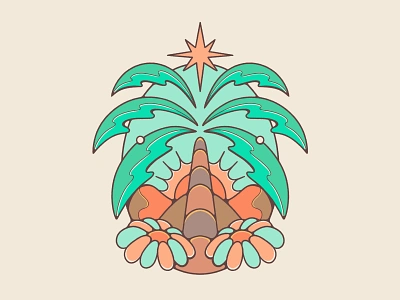 Island Palm Tree Design flowers hawaii island maui nienowbrand palm tree star sun tiki tropical