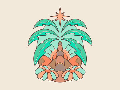Island Palm Tree Design flowers hawaii island maui nienowbrand palm tree star sun tiki tropical