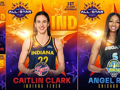 WNBA All-Star Announcements adobe photoshop all star allstar angel reese basketball caitlin clark creative design photoshop psd social social media typography wnba