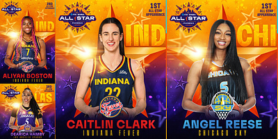 WNBA All-Star Announcements adobe photoshop all star allstar angel reese basketball caitlin clark creative design photoshop psd social social media typography wnba