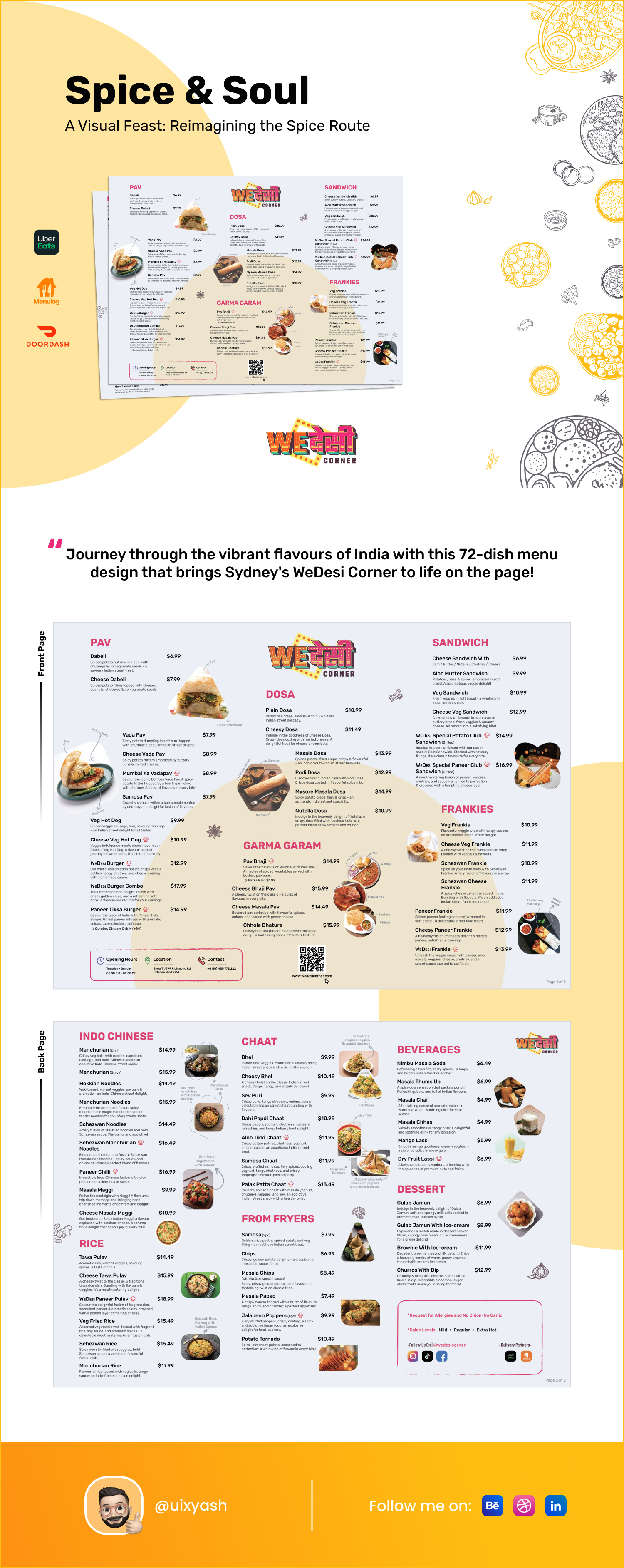 WeDesi Corner: Restaurant Menu Design 🍽️ branding diner dining menu food indian menu menu menu design restaurant street food street food menu