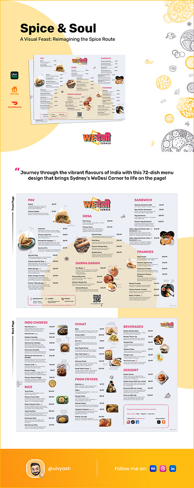 WeDesi Corner: Restaurant Menu Design 🍽️ branding diner dining menu food indian menu menu menu design restaurant street food street food menu