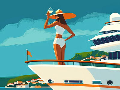 Lady on the Cote d'Azur art beautiful cote dazur girl graphic design hot illustration illustrator lady ocean procreate rich sea sky summer swimsuit vacation vector woman yacht