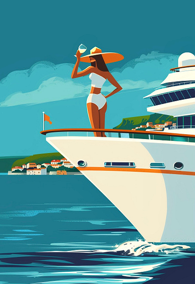 Lady on the Cote d'Azur art beautiful cote dazur girl graphic design hot illustration illustrator lady ocean procreate rich sea sky summer swimsuit vacation vector woman yacht