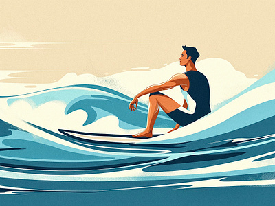 Amidst the Waves art graphic design hawaii illustration illustrator man men ocean procreate relax sea splash storm summer surf surfboard surfer vacation vector waves