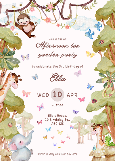 Children's Birthday Invitation a4 birthday childrens design invitation layout