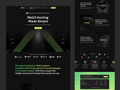 Doly - Web3 Hosting Website branding clean cool dark design domain domains fresh hosting landing page modern secure ui web web3 website