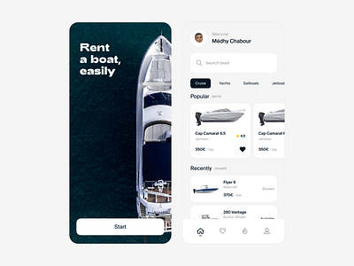Boatly - Boat rental app app boat mobile ui