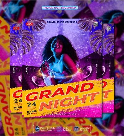 grand night party flyer template event flyer flyer design night club