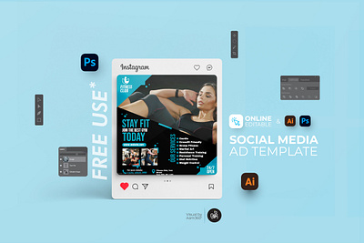 Fitness Ad Template aam360 body building body building instagram post boxing branding concept dance design fit club video fitness gym video free flyer gym center health ad martial arts social media design sports advert sports social media design training workout yoga ad template