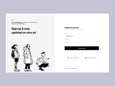 Create account — Transhumans account design figma signup ui