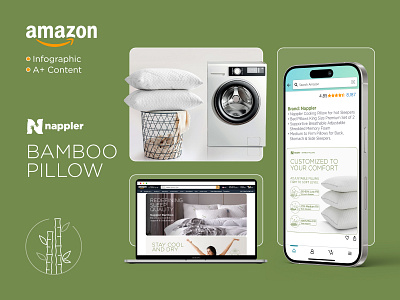 Nappler Bamboo a content amazon amazon listing art direction bamboo brand guide branding design graphic design icons illustration infographic logo packaging pillow product revamp social media sustainable ui