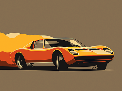 Lamborghini Miura bucket cars clean illustration lamborghini minimalism miura poster retro slick vector