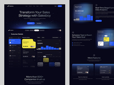 SaaS Sales Website Landing Page - Salesboy b2b crm dashboard finance homepage landing page saas saas landing page saas sales website saas website sales sales dashboard sales management shop management ui ux web web design web3 website