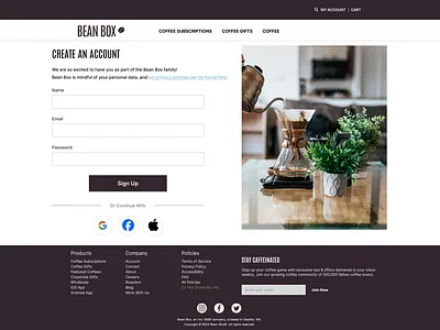 Daily UI Challenge #001 - Sign-Up Page beginner coffee dailyui sign up