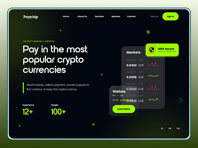 Paychip- Fintech crypto Landing page animation best fintech web design crypto crypto currency crypto hero currency finance fintech landing page hero section landing page minimal payment product design saas design trading ui uiux web page design website website design