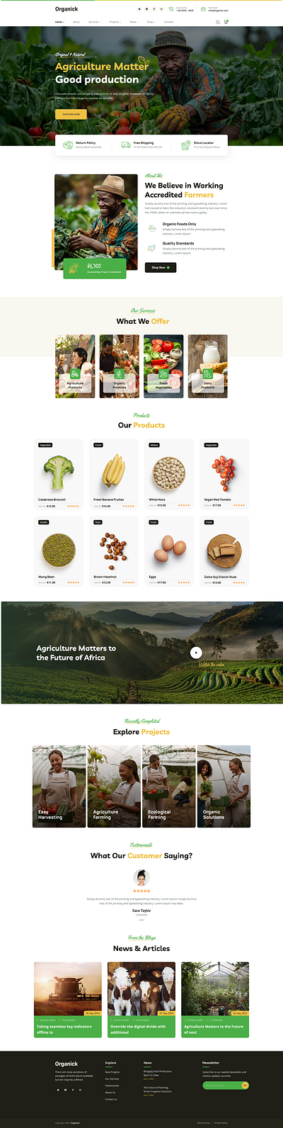 Organic Oasis: Farming for the Future 2024 agricuture design dribbble ecofriendly farmtotable figma graphicdesign organicfarming sustainableagriculture ui uiux webdesign