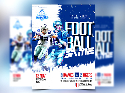 Football Game Flyer american football football game day game flyer game on flyer live match flyer match day match time sports sports event sports flyer usa footbal