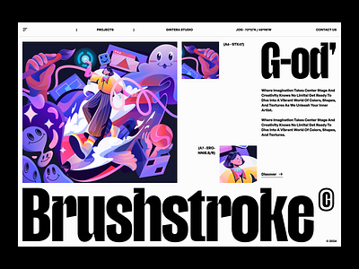 Brushstroke - Art Portfolio Header art bold character design galery header illustration landing page retro ui vector web design