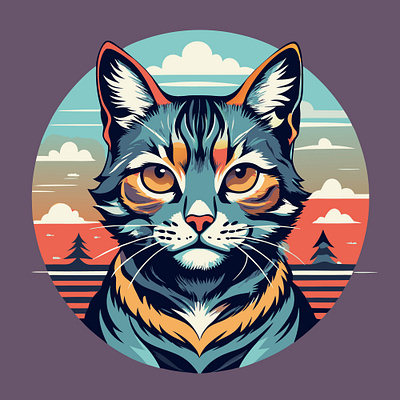 Paws and Playtime Cat Illustration branding graphic design logo