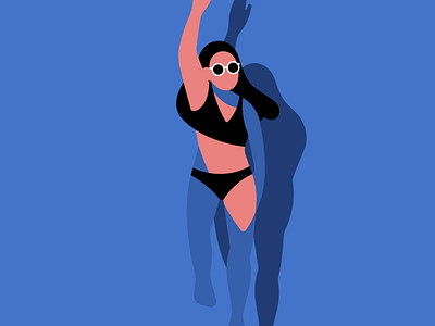 Swim💙 blue character flat graphic design illustration sea summer swim woman