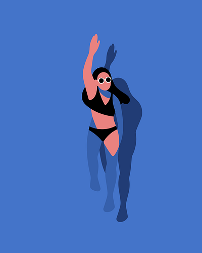Swim💙 blue character flat graphic design illustration sea summer swim woman