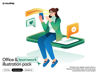 Office & teamwork illustration pack 🧑🏻‍💼 animation employee freelance illustration illustrations marketing meeting motion motion graphics office team teamwork work