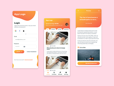 Library Mobile App Design android blog blog detail branding creative gradient graphic design idea inspiration landing page library login mobile app design scriping scrips trending ui design