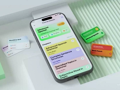 Course Details | Gamified Language Learning App animation course details fun quiz gamified app language learning app mobile app online course product design animation service startup