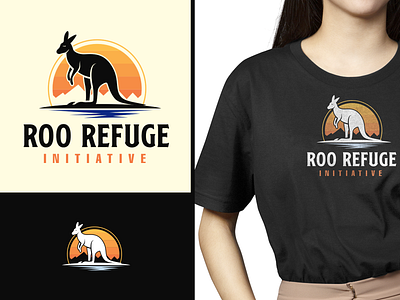 ROO REFUGE LOGO animal animal logo branding design graphic design illustration kangaroo kangaroo logo logo