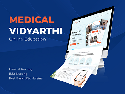 Medical Marketing Website app design courses graphic design medical medical courses medical students medical vidyarthi online courses orange and blue theme students study ui ui design