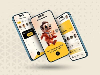 CoinKeeper: Ultimate Banking Wallet App! account banking cards contacts expense mobile app money receive send transactions ui ux wallet yellow