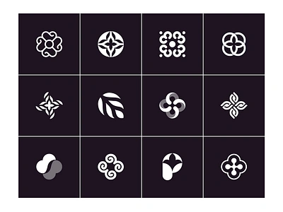 Floral Logos bloom blossom botanical bouquet branding floral floral shapes florist flower garden graphic design leaf logo mark minimalistic petals symbol