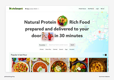 Nutriment: Website Hero✨ figma food food delivery framer map protein ui web design website