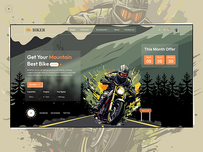 Mountain Bike Website Hero Section Design bikewebdesign creativity designthinking ecommercewebsite figmadesign herosection illustration inspiration motobikelandingpage productdesign uiuxdesign userexperience