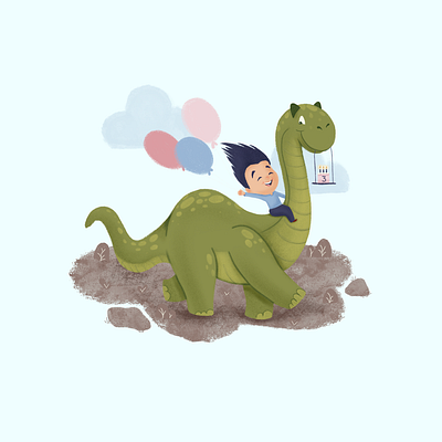 Dino-mite Birthday Adventure character design digital art dinosaur illustration jurassic park kidlit art