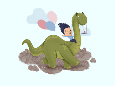 Dino-mite Birthday Adventure character design digital art dinosaur illustration jurassic park kidlit art