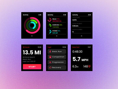 Fitness UI UX Design Apple Watch figma graphic design ui uiuxdesign user experiance user interface ux